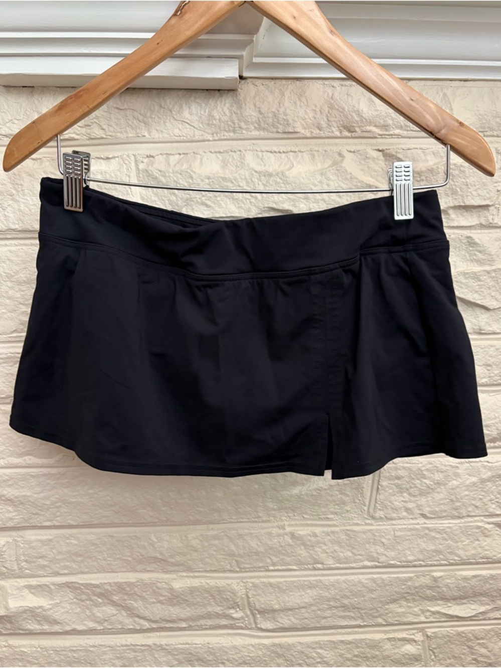 Lands End Solid Black Y2K Low Rise Short Swim Mini Skirt Skort Bottom Sz 4